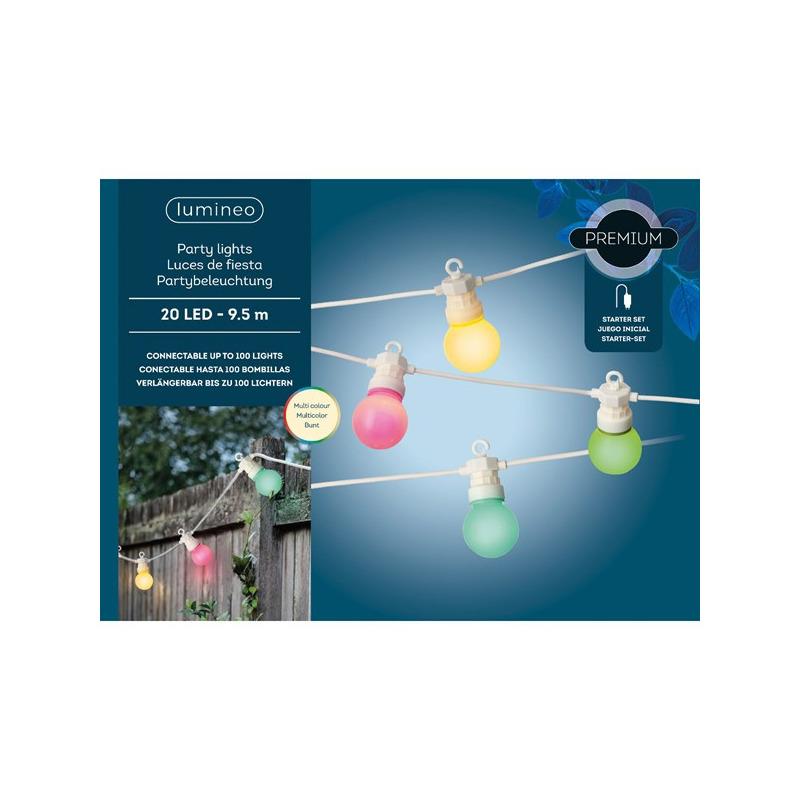 Buiten feestverlichting lichtsnoer gekleurde lampbolletjes 950cm -