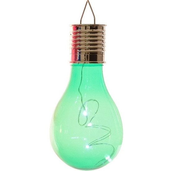 Solar hanglamp bol/peertje - groen - kunststof - 14 cm - LED -