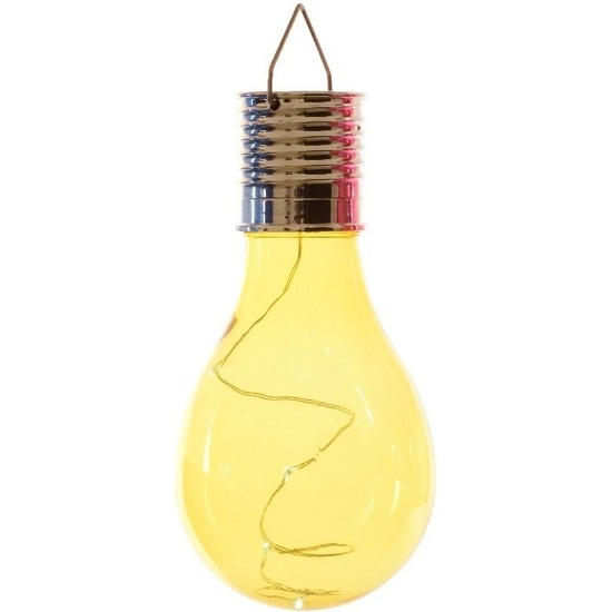 Solar hanglamp bol/peertje - geel - kunststof - 14 cm - LED -
