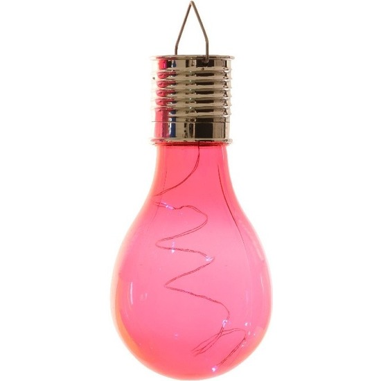 Solar hanglamp bol/peertje - rood - kunststof - 14 cm - LED -
