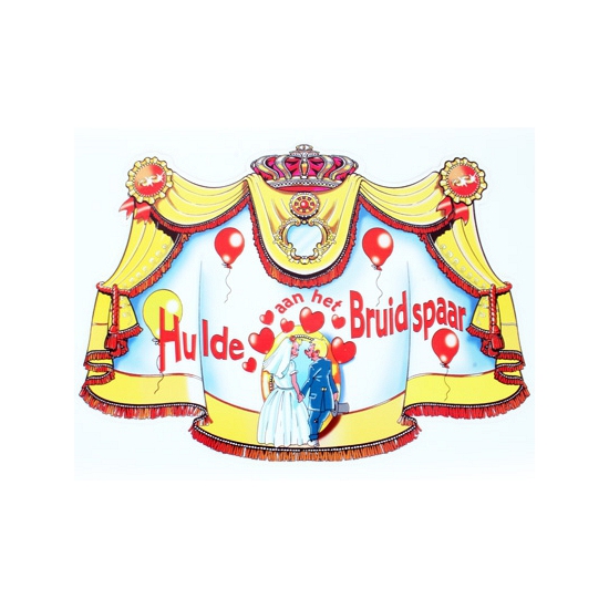 Kroonschild hulde aan het bruidspaar -