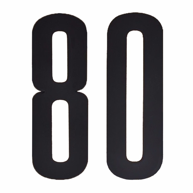 Cijfer sticker 80 zwart 10 cm -