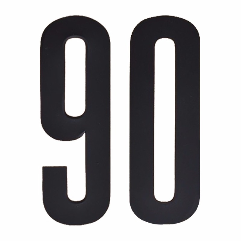 Cijfer sticker 90 zwart 10 cm -
