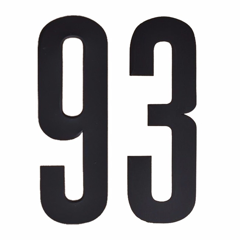 Cijfer sticker 93 zwart 10 cm -