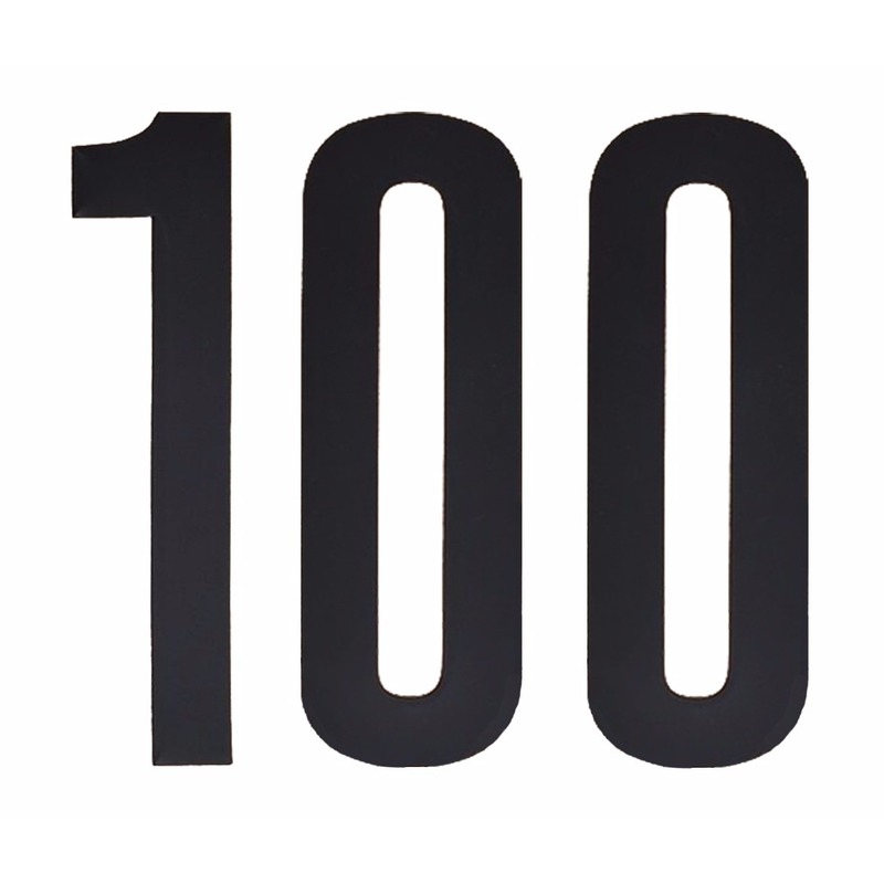 Cijfer sticker 100 zwart 10 cm -