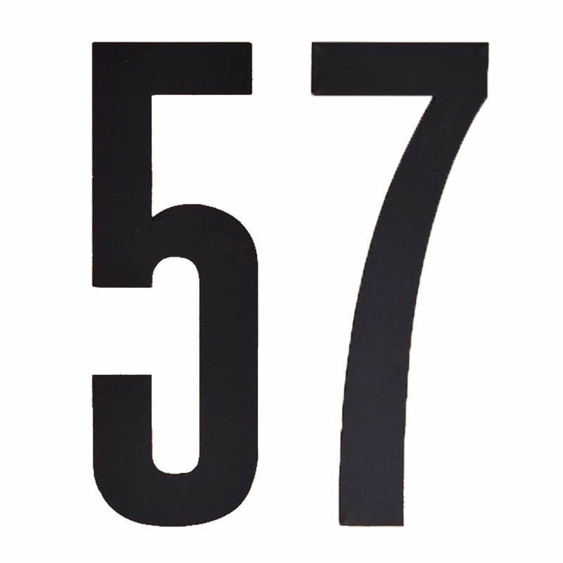 Cijfer sticker 57 zwart 10 cm -