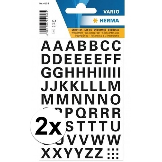 2x Stickervellen letters zwart 10mm 65x -