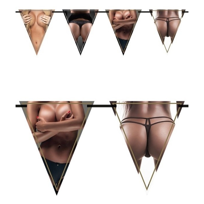 Vlaggenlijn borsten en billen - 6 meter - plastic - vrijgezellenfeest versiering -