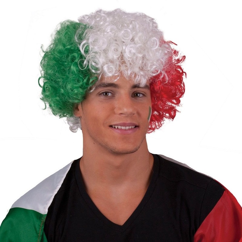 Pruik Italie/Hongarije groen wit rood voor volwassenen -