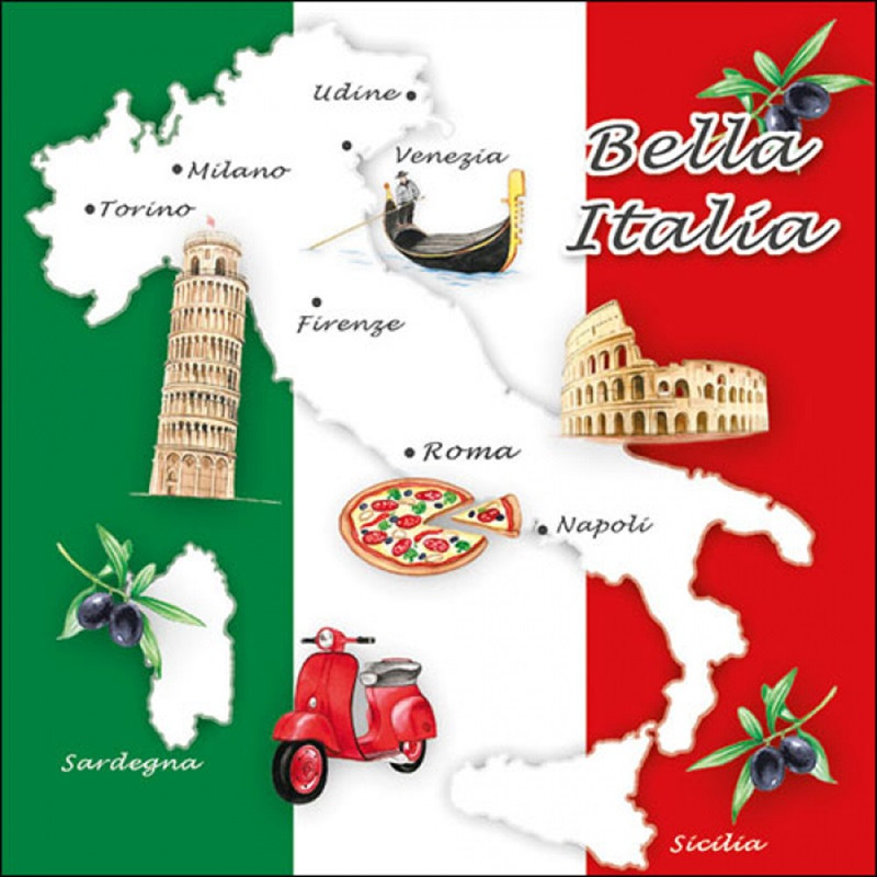 20x Italie steden thema servetten 33 x 33 cm -