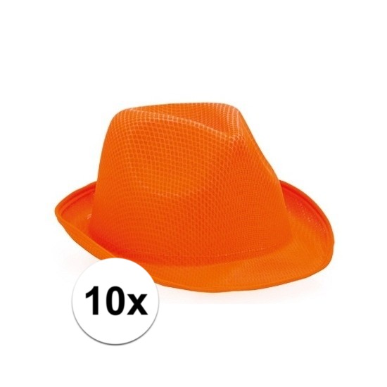 10x Oranje trilby hoedjes voor volwassenen -