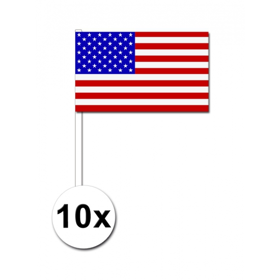 10 zwaaivlaggetjes Amerika 12 x 24 cm -