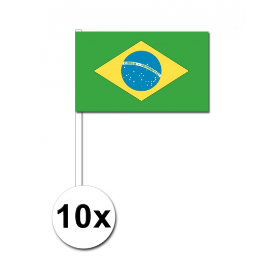 10 zwaaivlaggetjes Brazilie 12 x 24 cm -
