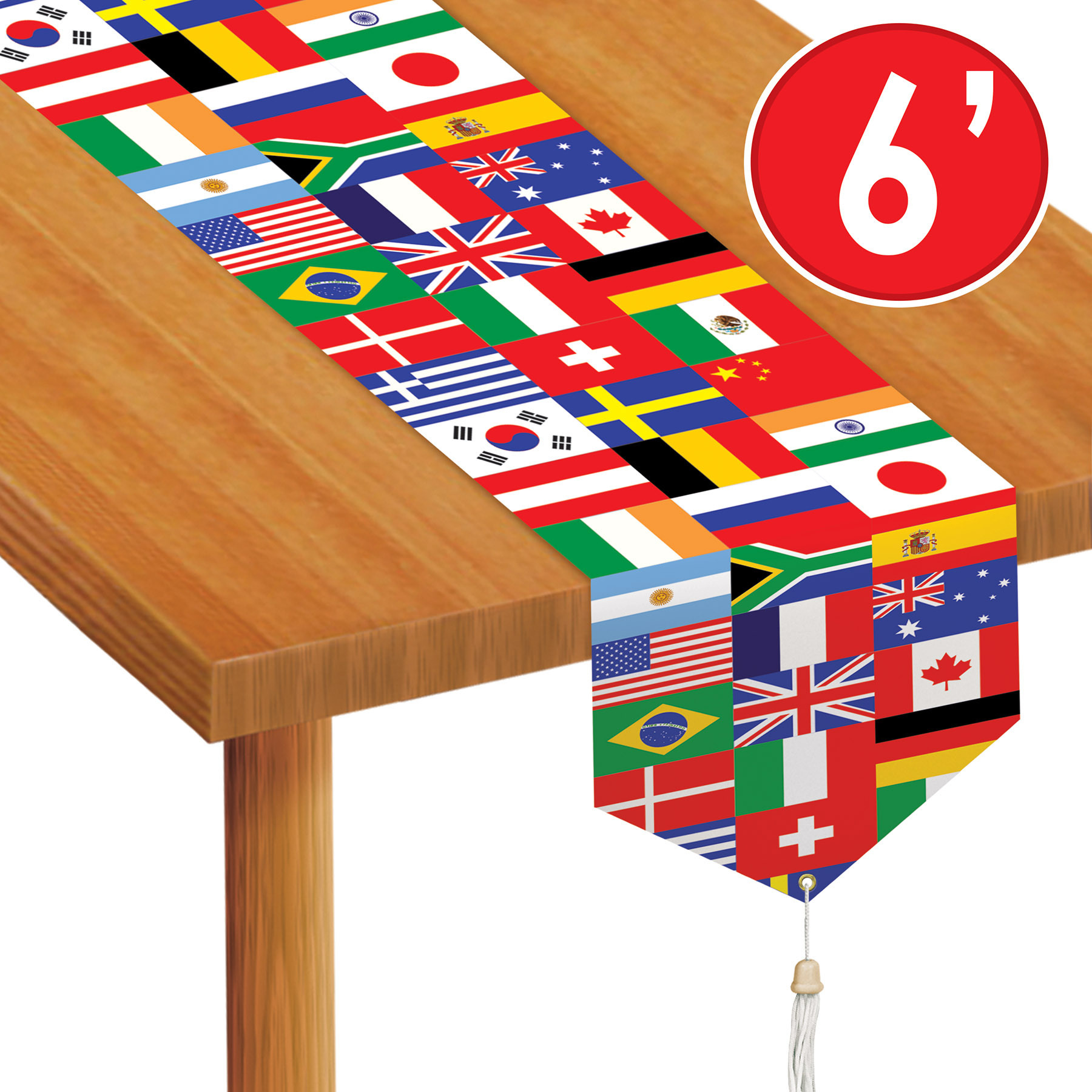 Feest Tafelloper met internationale vlaggetjes - 180 x 27 cm - kunststof - landen versieringen -