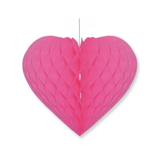 Fuchsia roze decoratie hartje 28 cm -