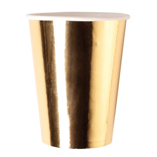 8x stuks Metallic gouden verjaardag party bekertjes 250 ML -