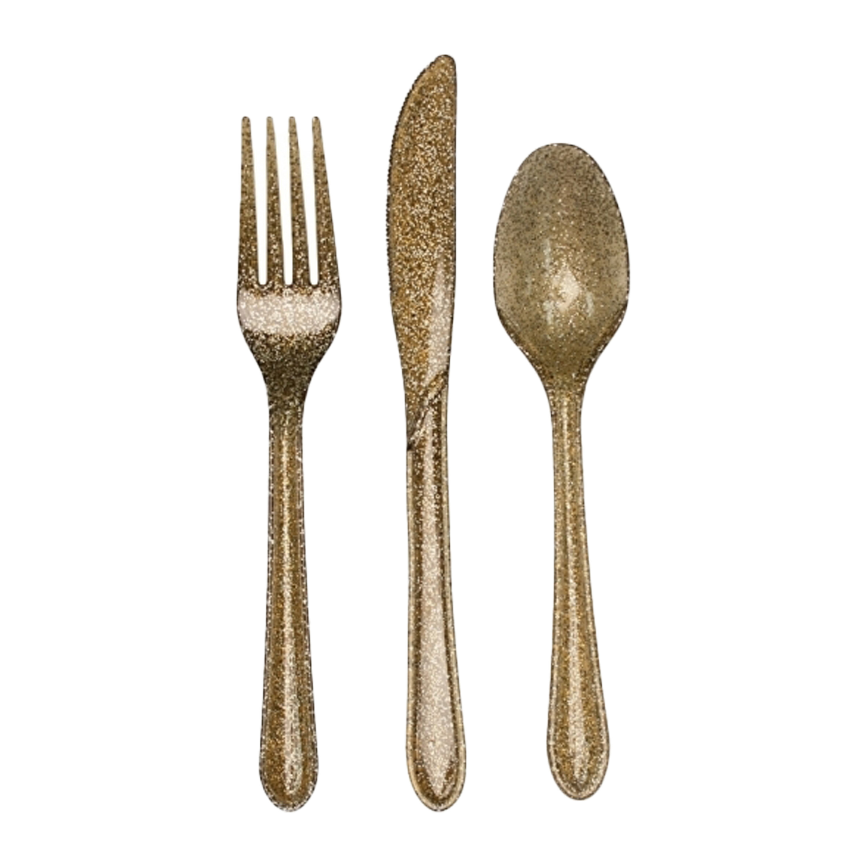 Glitter bestek goud 48-delig -