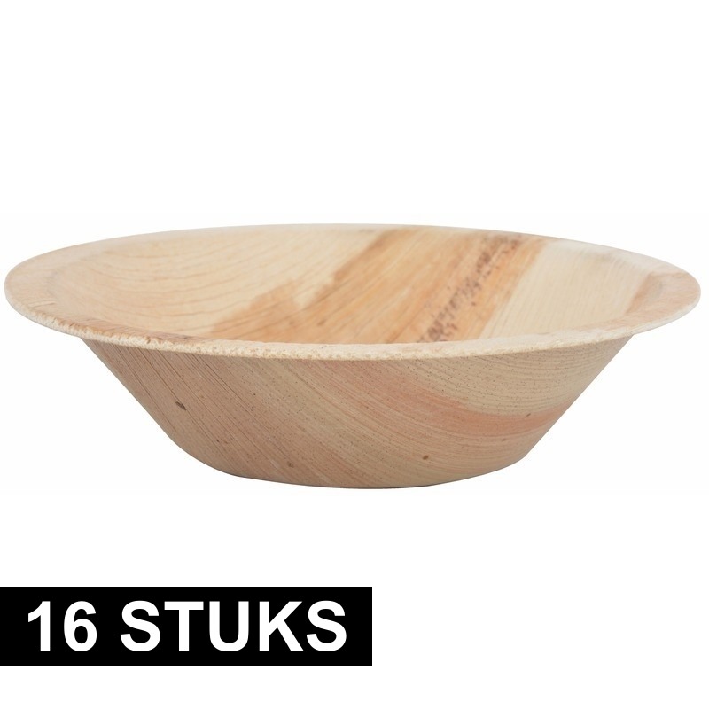 16x wegwerp palmblad kommen/schaaltjes 13 cm -