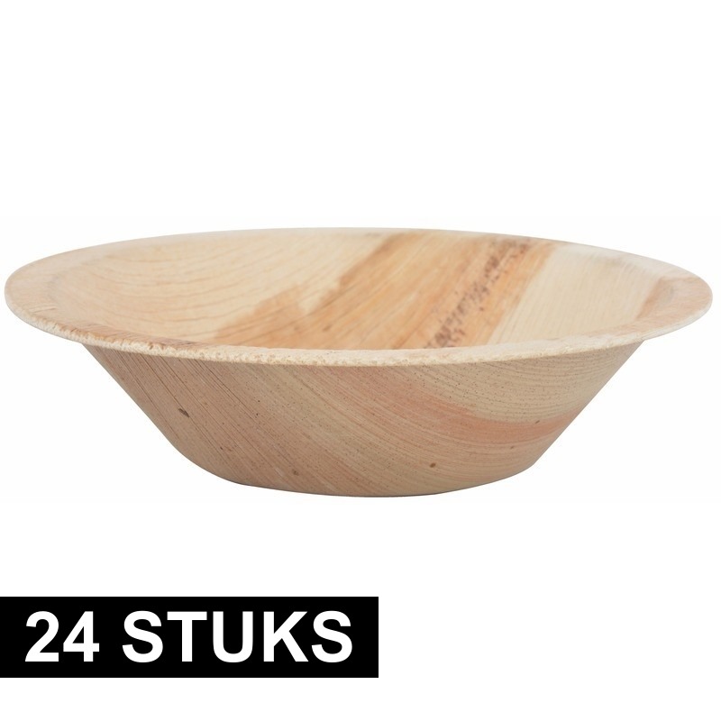 24x wegwerp palmblad kommen/schaaltjes 13 cm -