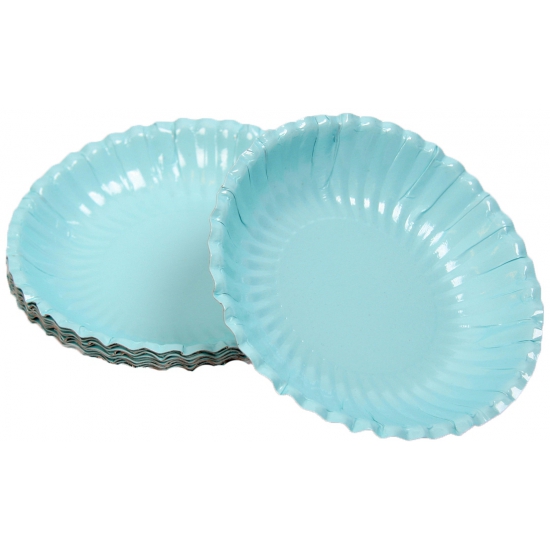 Lichtblauwe kartonnen serveer/snack schaaltjes 10x stuks van dia 16 cm -