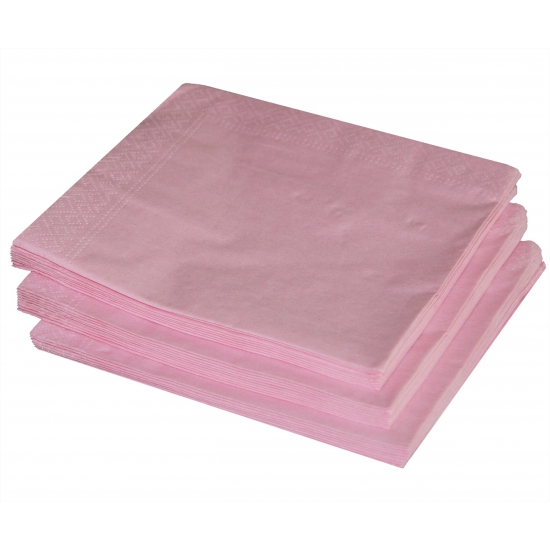 25x Lichtroze servetten 33 x 33 cm -