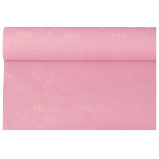 Tafellaken/tafelkleed rol papier - 800 x 118 cm - lichtroze - Lange tafels - Damast papier -
