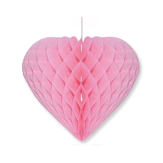 Lichtroze hang decoratie hartje 28 cm -