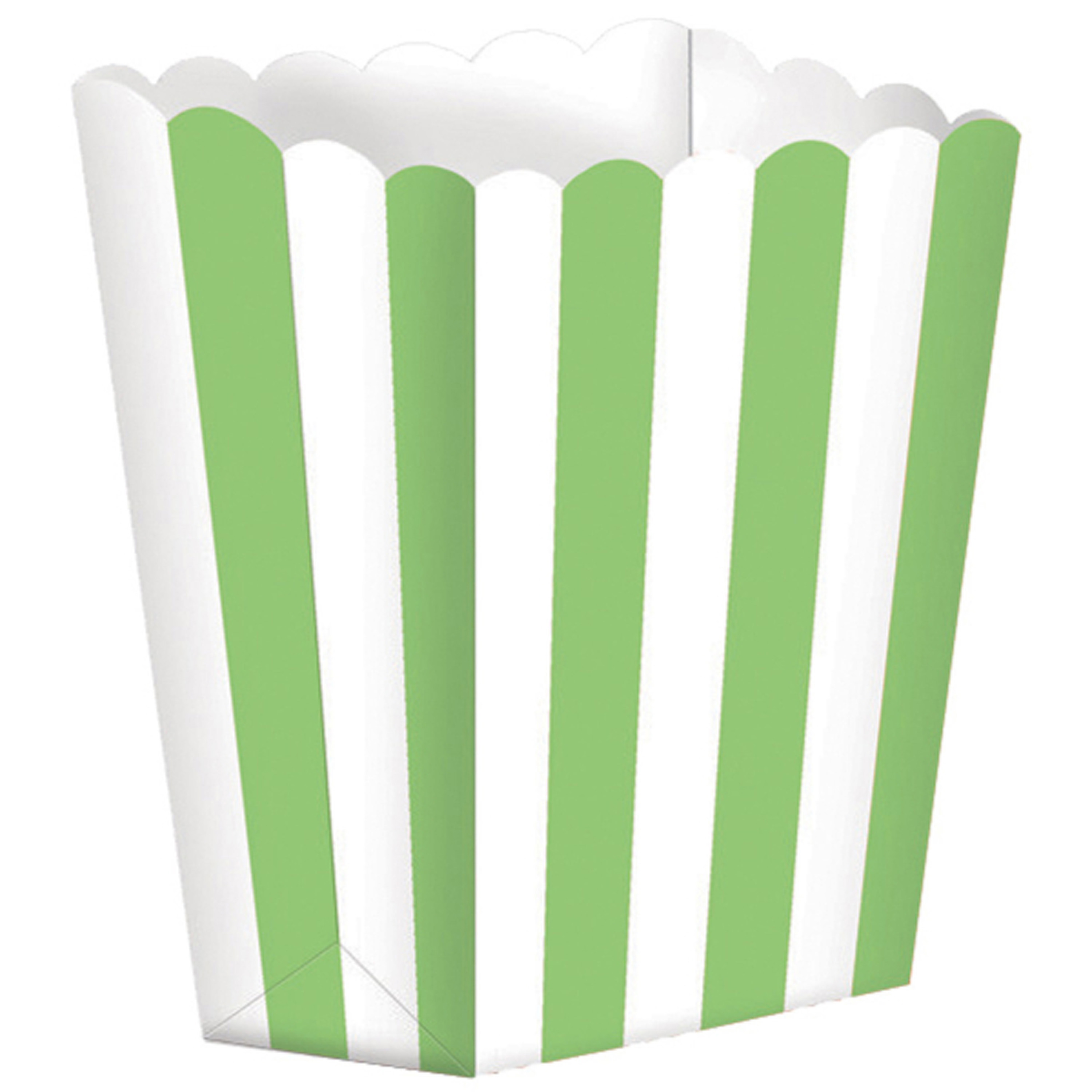 Popcorn of snoep bakjes - groen/wit - 5x stuks - chipsbakjes/snackbakjes -