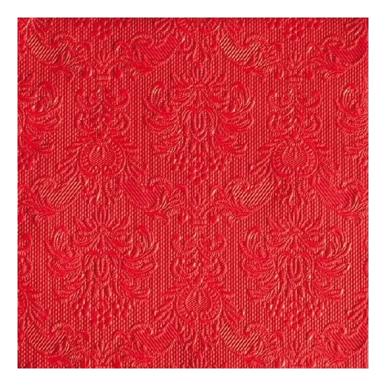 15x stuks Luxe servetten barok patroon rood 3-laags -