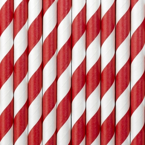 Gestreepte drinkrietjes van papier - rood/wit - 10x stuks - verjaardag drinkrietjes - 19 cm -