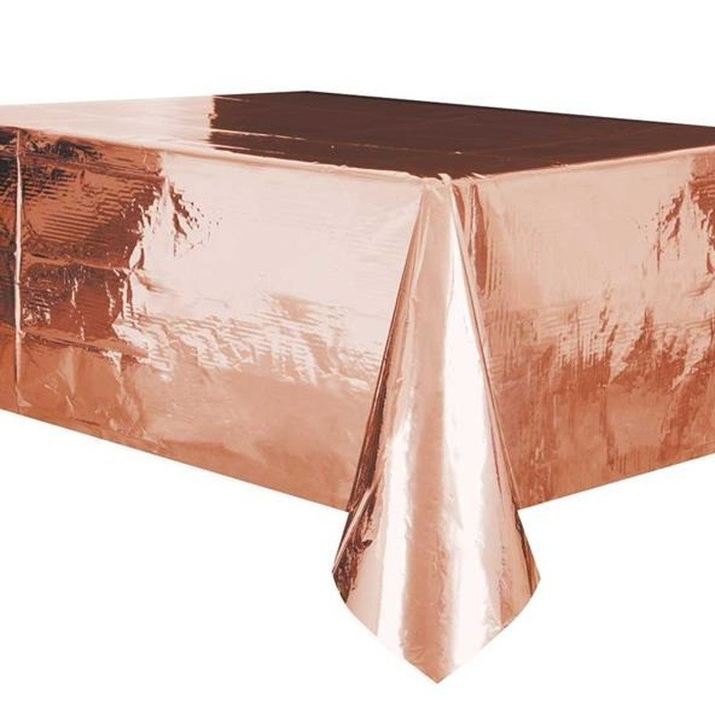 Rose gouden tafelkleed/tafellaken 137 x 274 cm folie -