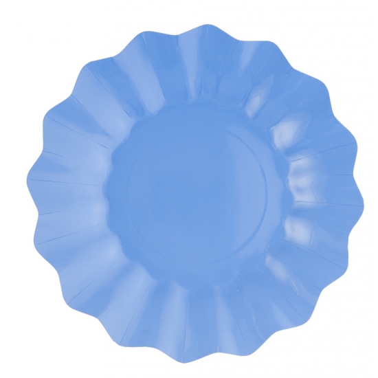 8x Diepe kartonnen bordjes zeeblauw 27 cm -