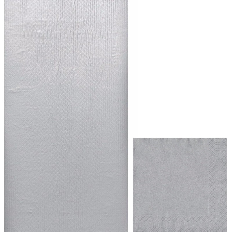 Zilveren tafeldecoratie set tafelkleed/servetten -