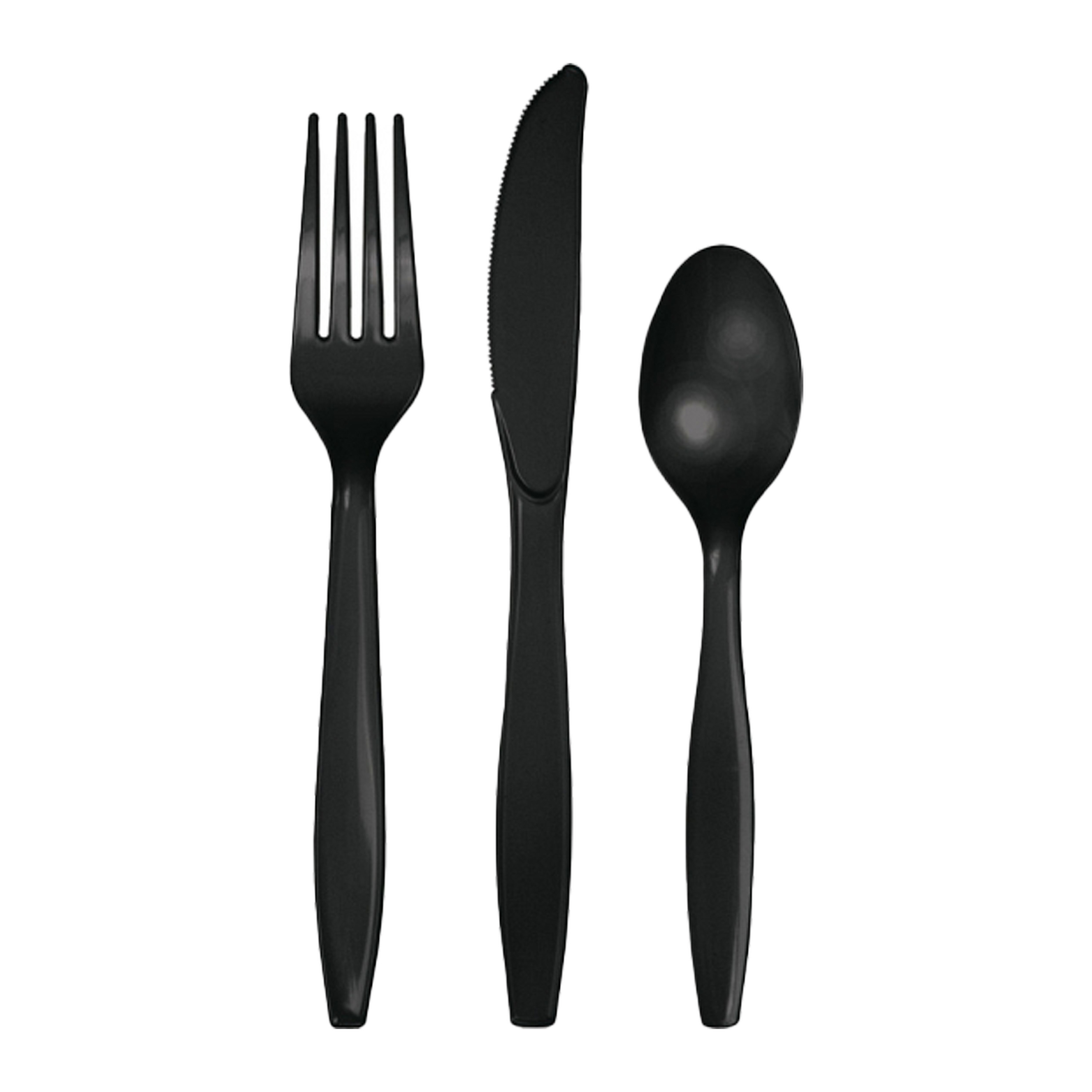 Zwart plastic bestek 48 delig -
