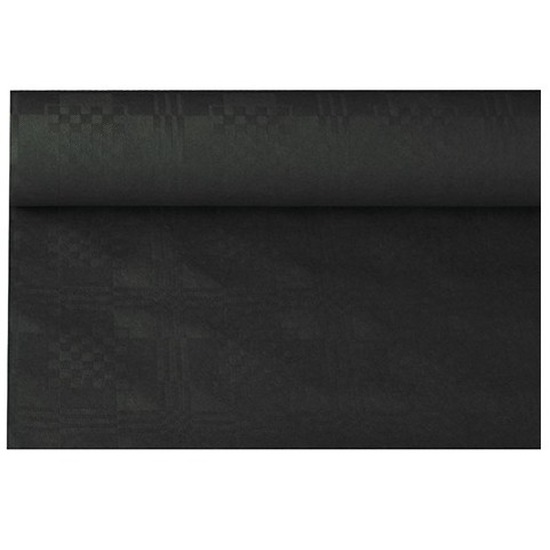 Tafellaken/tafelkleed rol papier - 800 x 118 cm - zwart - Lange tafels - Damast papier -
