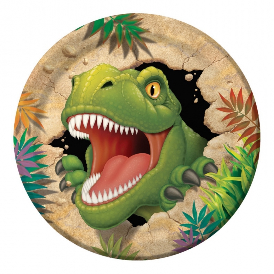 8x stuks Dinosaurus thema kinderfeestje bordjes 23 cm -