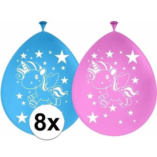 8x Eenhoorn themafeest ballonnen 30 cm -