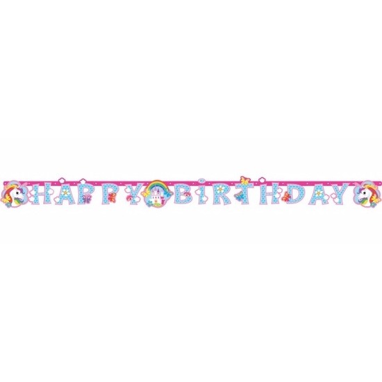 Eenhoorn thema verjaardag wenslijn Happy Birthday 180 cm -