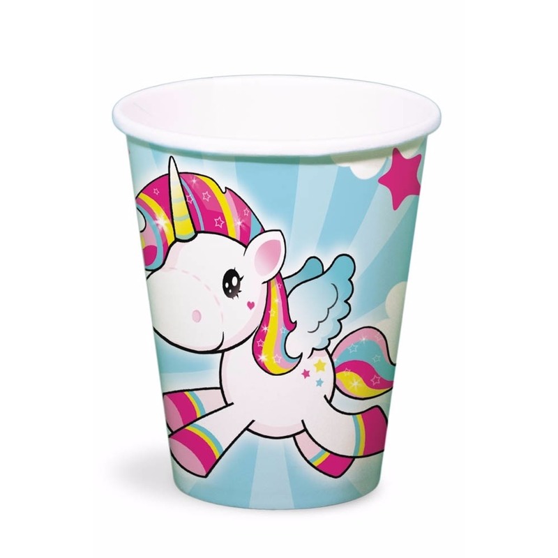16x Eenhoorn thema drinkbekers 250 ml -