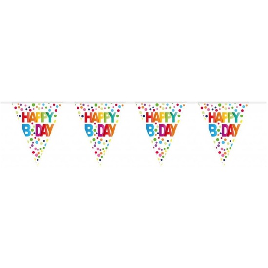 Happy B-day vlaggenlijn met stippen 10 meter -