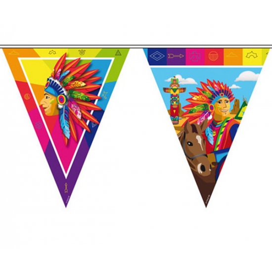 Indianen verjaardag thema vlaggenlijn 10 meter -