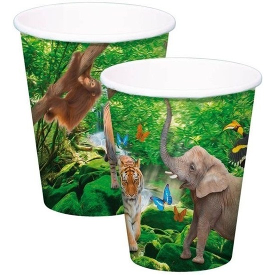 8x Safari/jungle themafeest bekertjes 250ml -