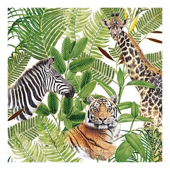 Servetten - 20x st - jungle - 33 x 33 cm - papier - safari - feestservetten - lunch servetjess -