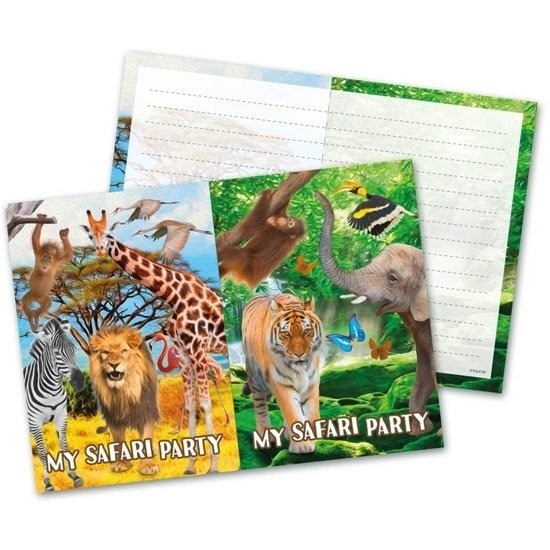 16x Safari/jungle themafeest uitnodigingen 27 cm -
