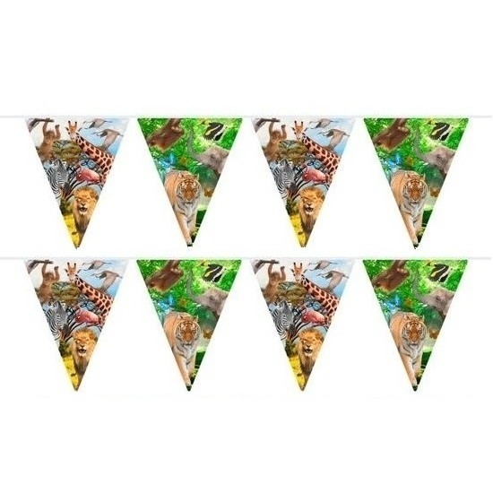 2x Safari/jungle themafeest vlaggenlijnen 10 meter -