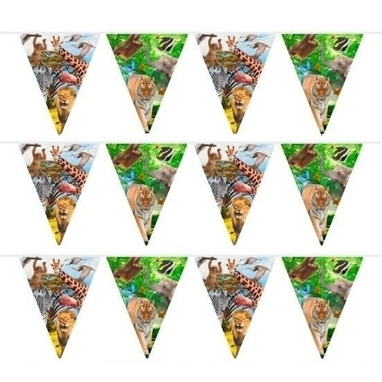 3x Safari/jungle themafeest vlaggenlijn 10 meter -
