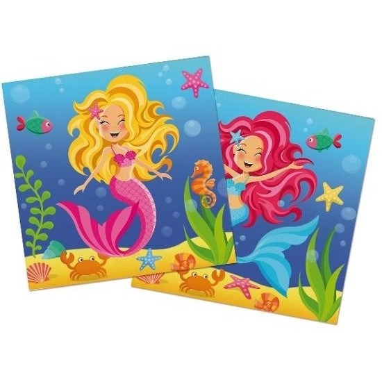 20x Zeemeermin themafeest servetjes 33 cm -