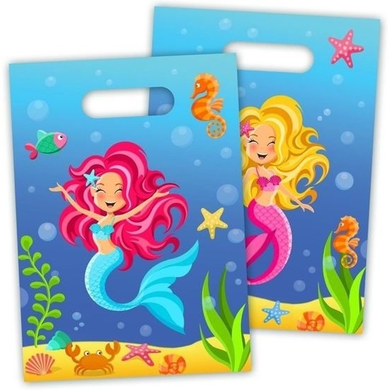 8x Zeemeermin themafeest feestzakjes 23 cm -