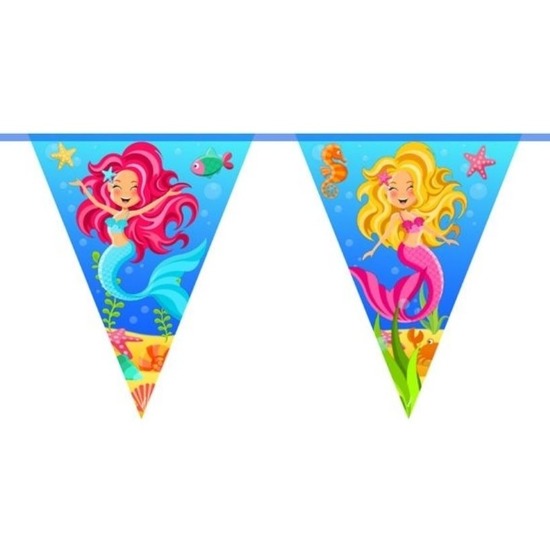 Zeemeermin themafeest vlaggenlijn 10 meter -