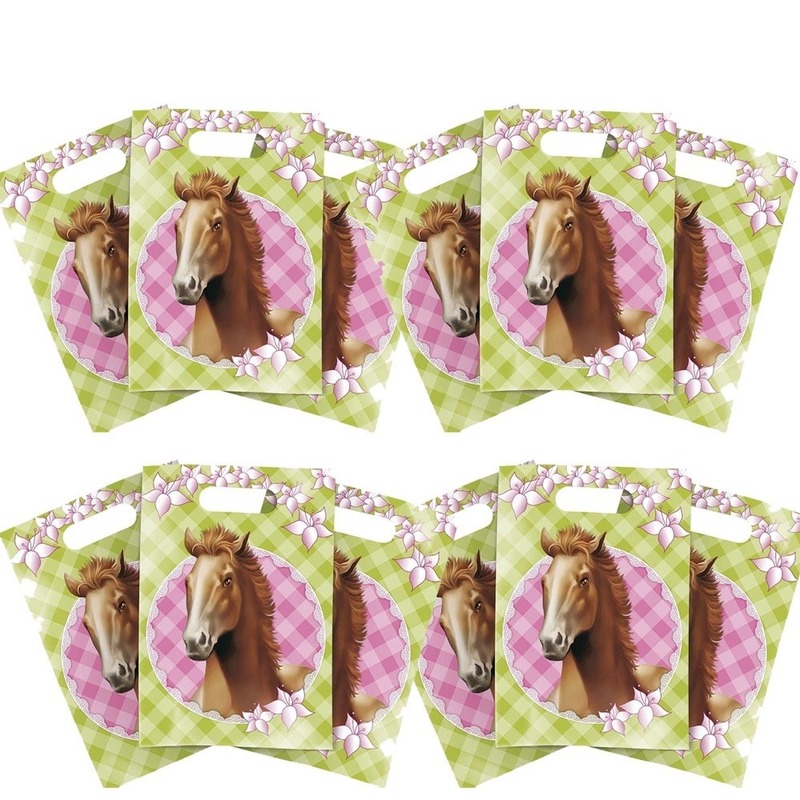 12x Paarden themafeest feestzakjes/uitdeelzakjes -